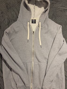 Classic Light Gray Zip-Up Hooded Sweater